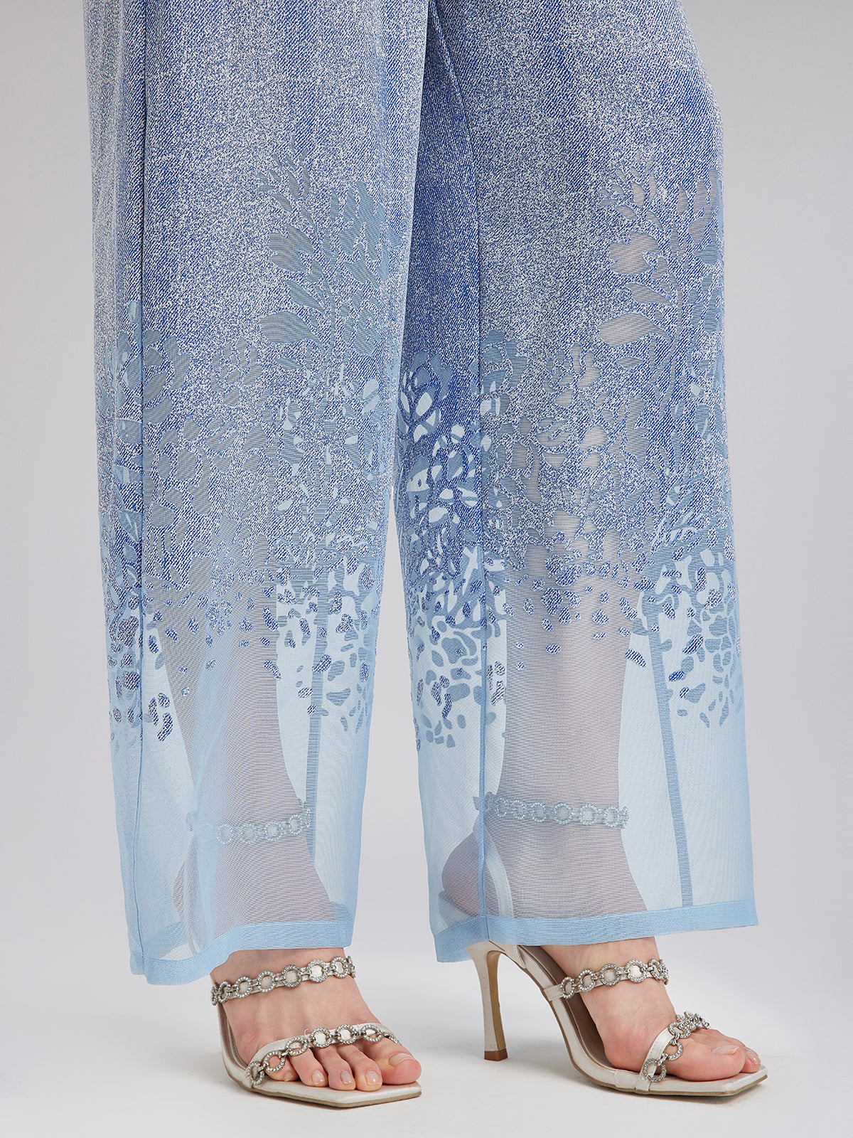 Custom Denim-Effect Gradient Elastic Trousers