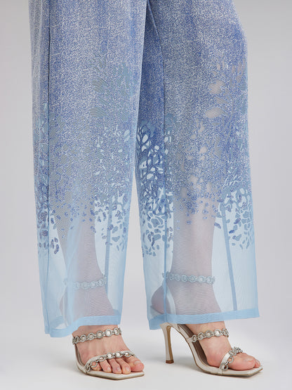 Custom Denim-Effect Gradient Elastic Trousers