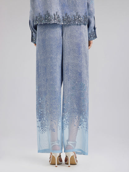 Custom Denim-Effect Gradient Elastic Trousers