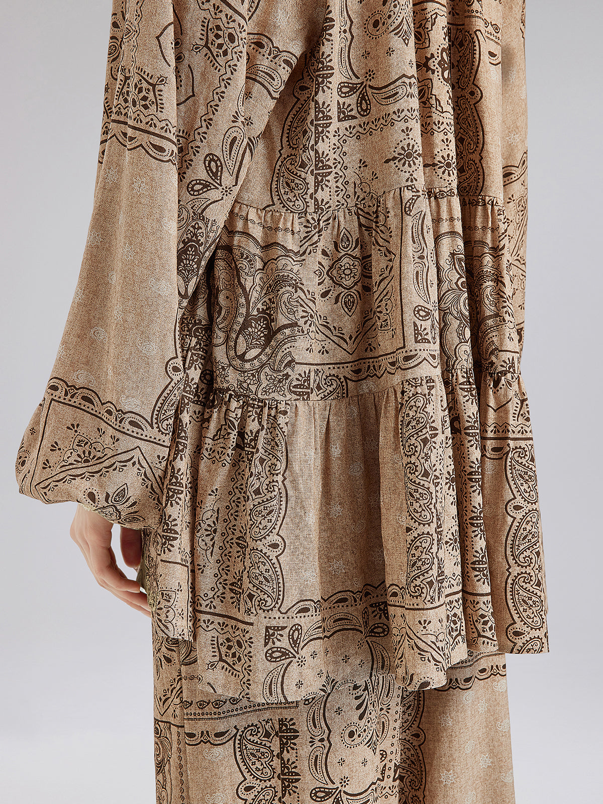 Paisley Cotton-Linen Vacation Relaxed Blouse