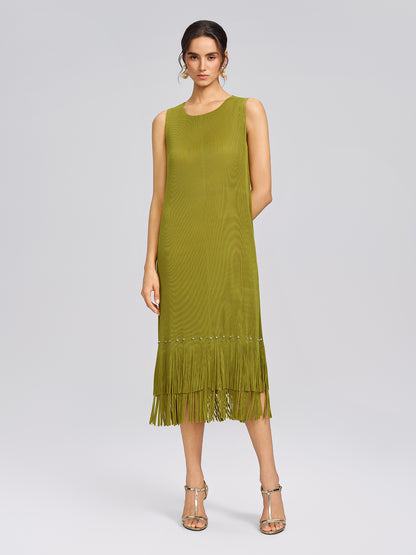Hand-Beaded Openwork Burnout Cape Dress Set