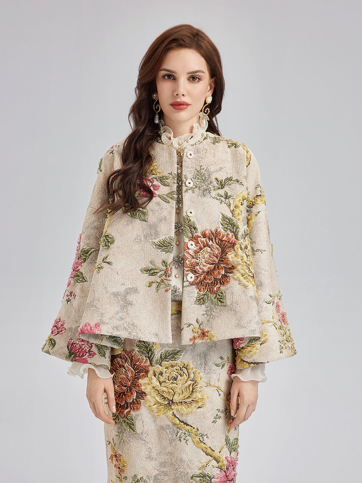 3D Jacquard Hand-Beaded Embellished Jacket