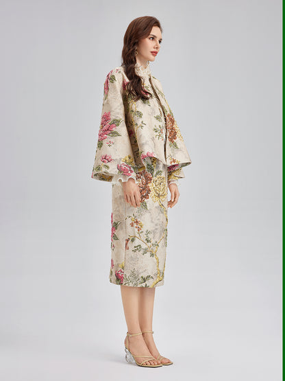 3D Jacquard Hand-Beaded Embellished Skirt