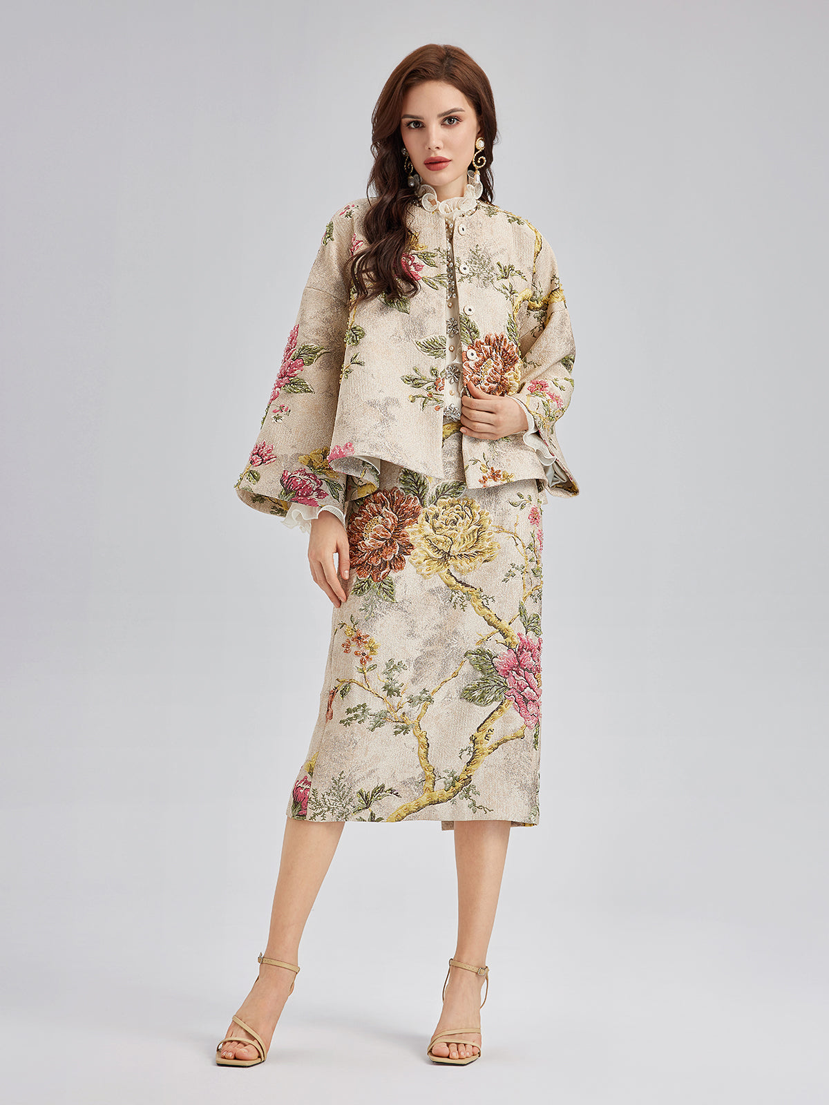 3D Jacquard Hand-Beaded Embellished Jacket