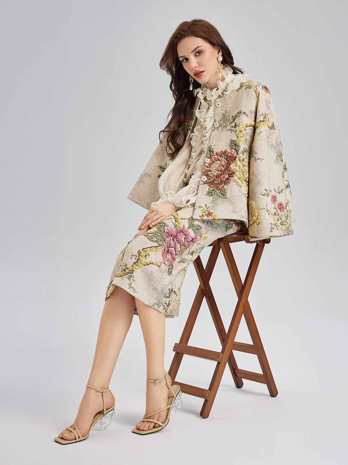 3D Jacquard Hand-Beaded Embellished Jacket