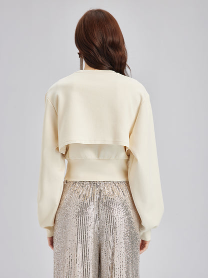 Diamond-Embellished Zipper Vest & Non-hooded Set