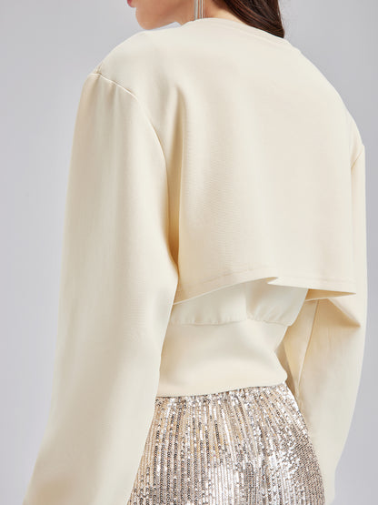Diamond-Embellished Zipper Vest & Non-hooded Set