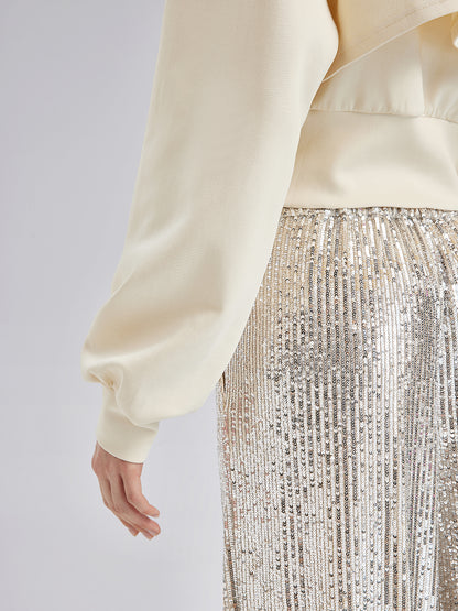 Diamond-Embellished Zipper Vest & Non-hooded Set
