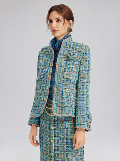 Multicolor Tweed Hand-Sewn Braid Trim Jacket