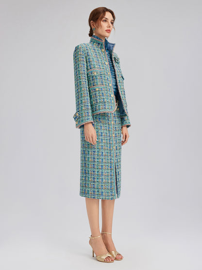 Multicolor Tweed Hand-Sewn Braid Trim Jacket