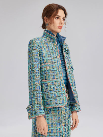 Multicolor Tweed Hand-Sewn Braid Trim Jacket