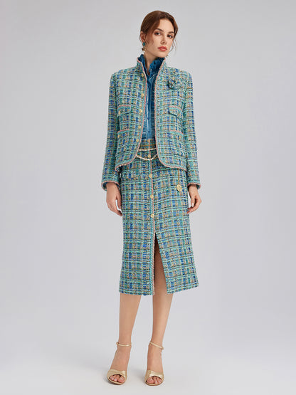 Multicolor Tweed Hand-Sewn Braid Trim Jacket