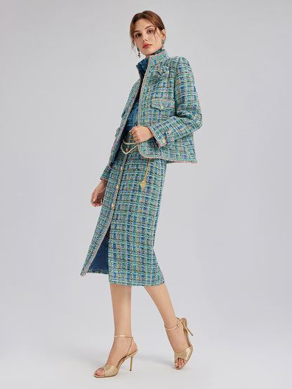 Multicolor Tweed Hand-Sewn Braid Trim Jacket