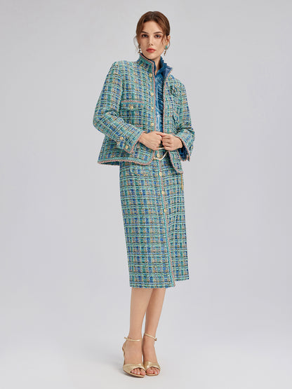 Multicolor Tweed Hand-Sewn Braid Trim Jacket