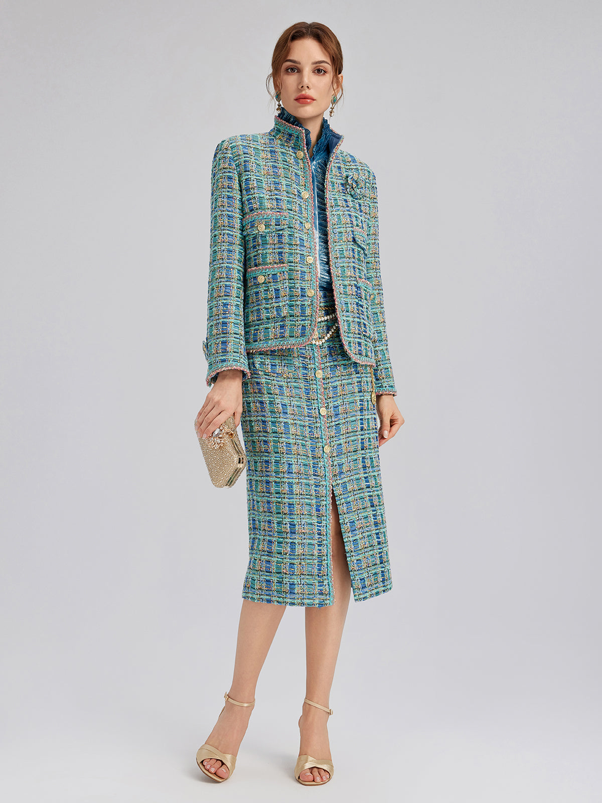 Multicolor Tweed Hand-Sewn Braid Trim Jacket