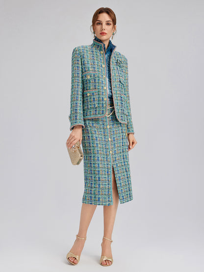 Multicolor Tweed Hand-Sewn Braid Trim Jacket