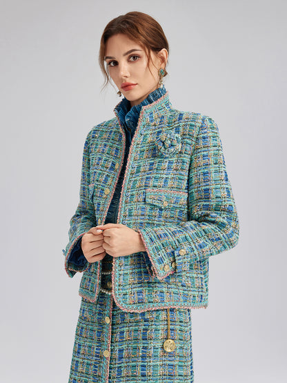 Multicolor Tweed Hand-Sewn Braid Trim Jacket