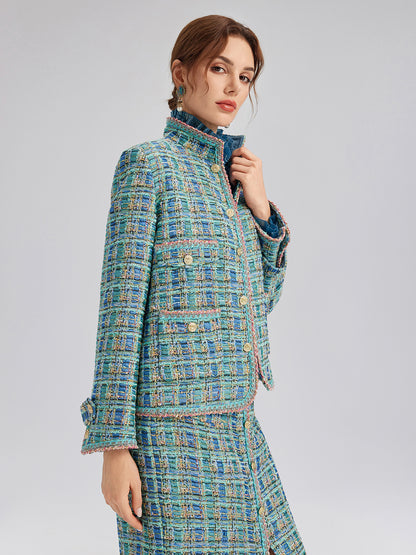 Multicolor Tweed Hand-Sewn Braid Trim Jacket