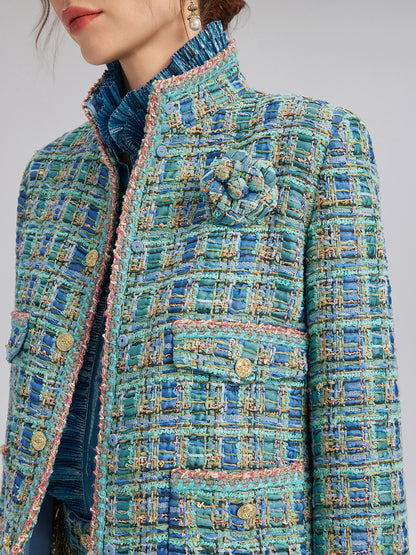 Multicolor Tweed Hand-Sewn Braid Trim Jacket