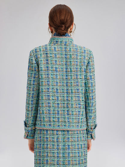 Multicolor Tweed Hand-Sewn Braid Trim Jacket