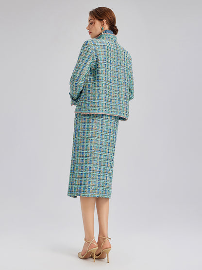 Multicolor Tweed Hand-Sewn Braid Trim Jacket