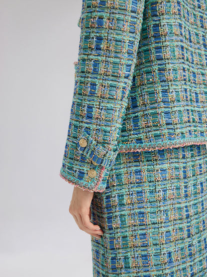 Multicolor Tweed Hand-Sewn Braid Trim Jacket