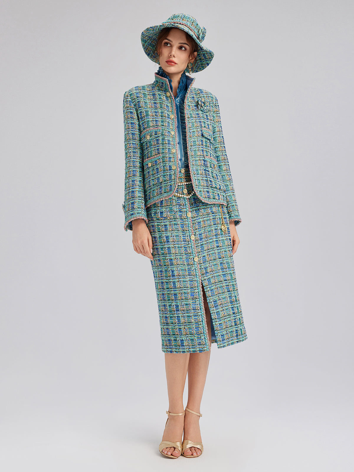 Multicolor Tweed Hand-Sewn Braid Trim Jacket