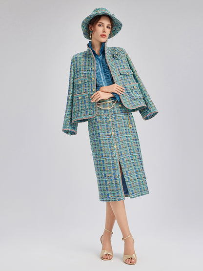 Multicolor Tweed Hand-Sewn Braid Trim Jacket