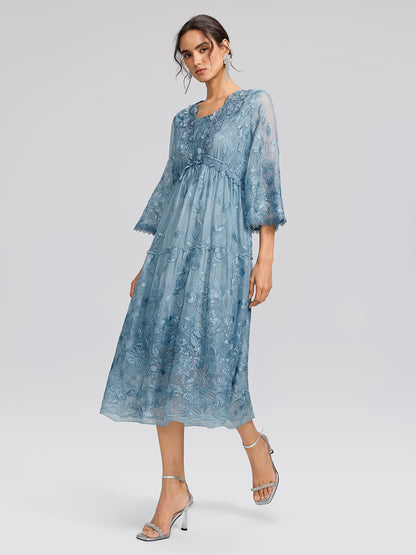 Premium Silk Dyed Embroidered Sequin Dress