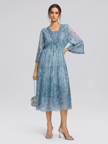 Premium Silk Dyed Embroidered Sequin Dress