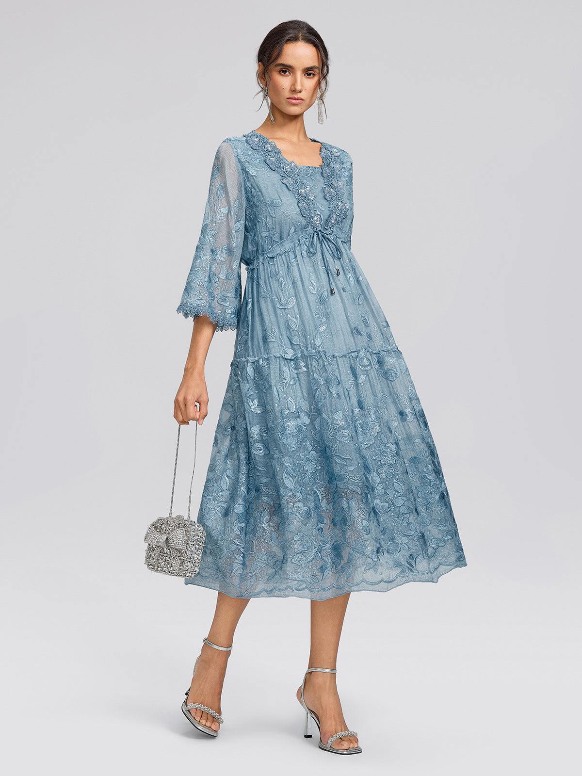Premium Silk Dyed Embroidered Sequin Dress