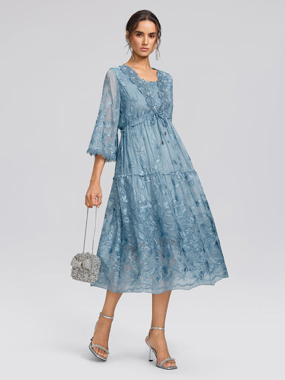 Premium Silk Dyed Embroidered Sequin Dress