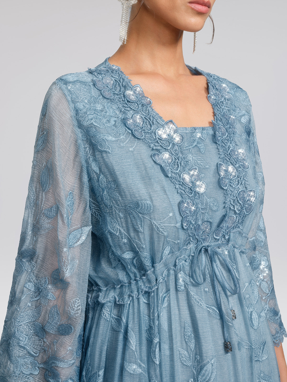 Premium Silk Dyed Embroidered Sequin Dress