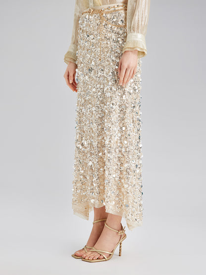 Layered Sequin Mermaid Elastic Waist Skirt