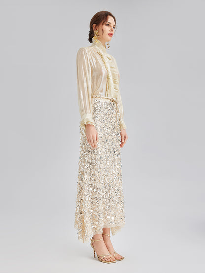 Layered Sequin Mermaid Elastic Waist Skirt
