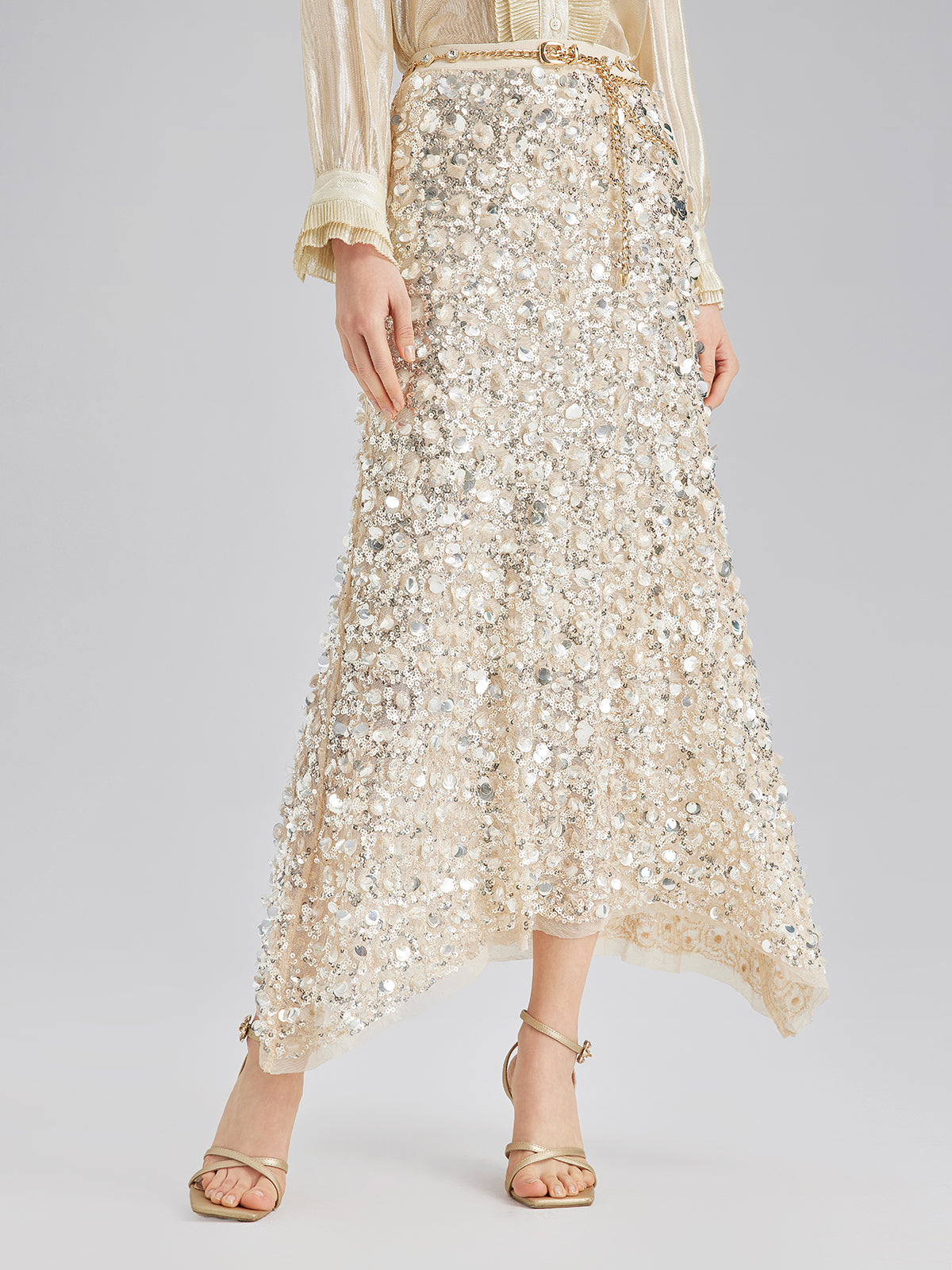Layered Sequin Mermaid Elastic Waist Skirt