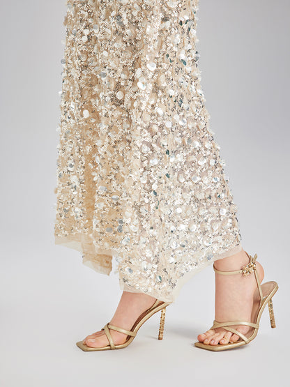 Layered Sequin Mermaid Elastic Waist Skirt