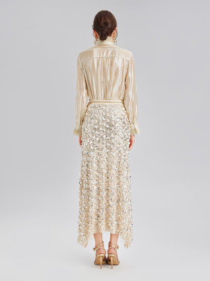 Layered Sequin Mermaid Elastic Waist Skirt