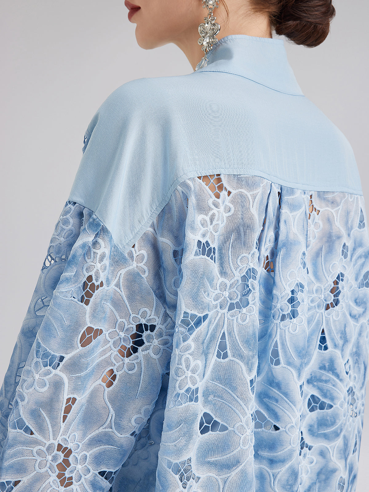 Asymmetrical Collar Dyed Floral Shirt