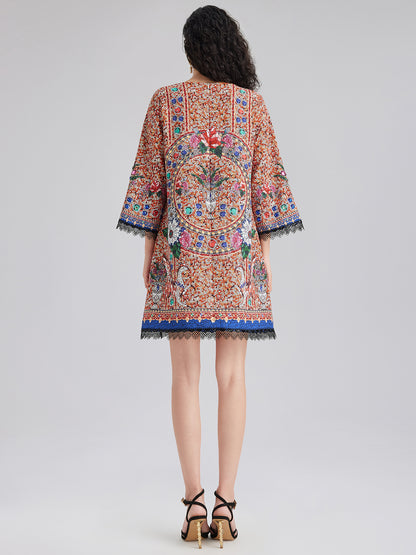 Hand-Sewn Bead Vintage Pattern Dress