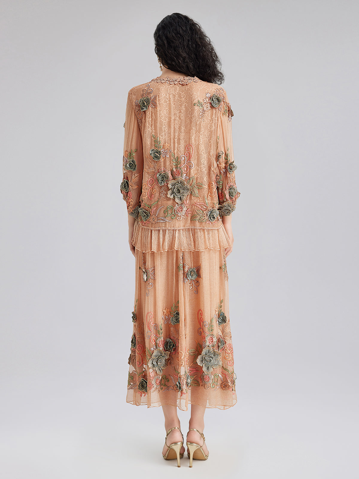 Handcrafted 3D Floral Silk Top