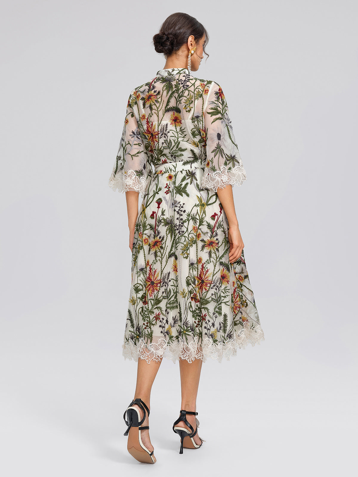 Floral Embroidered Lace Trim Skirt
