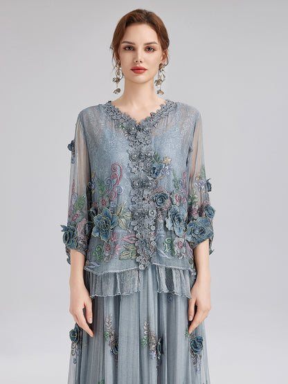 Handcrafted 3D Floral Silk Top