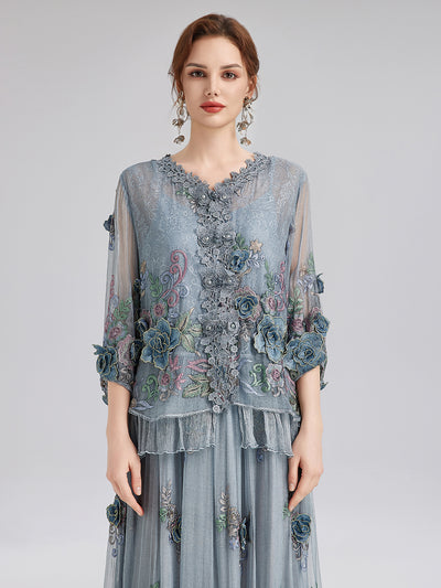 Handcrafted 3D Floral Silk Top