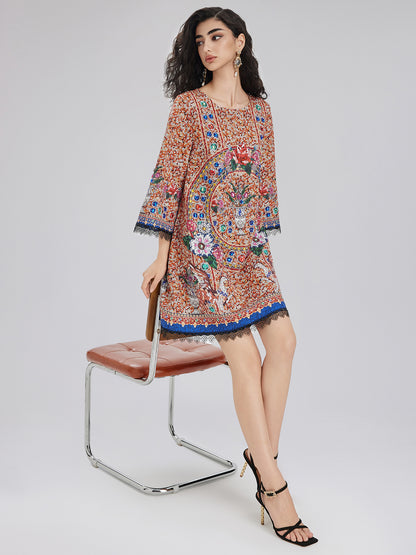 Hand-Sewn Bead Vintage Pattern Dress