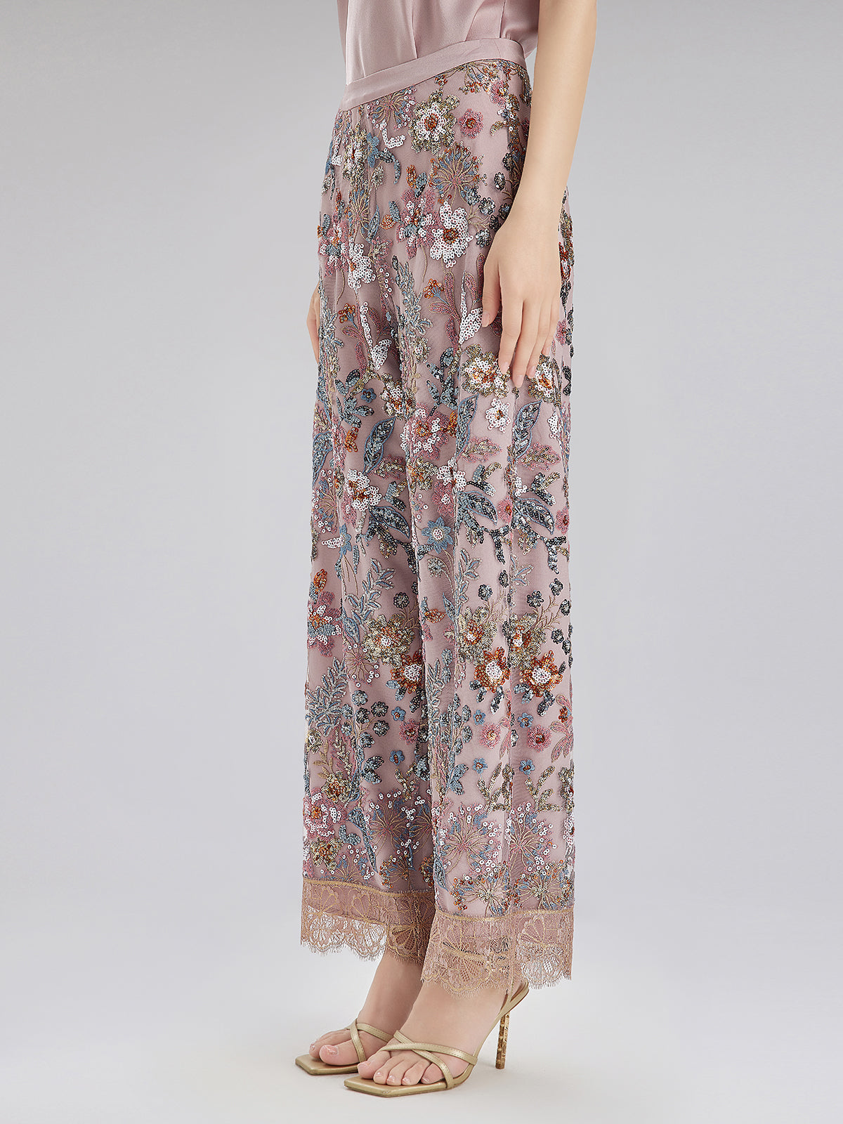 Multicolor Sequin Embroidered Trousers