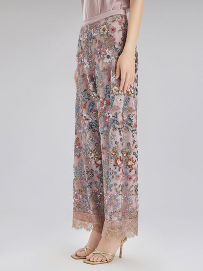 Multicolor Sequin Embroidered Trousers