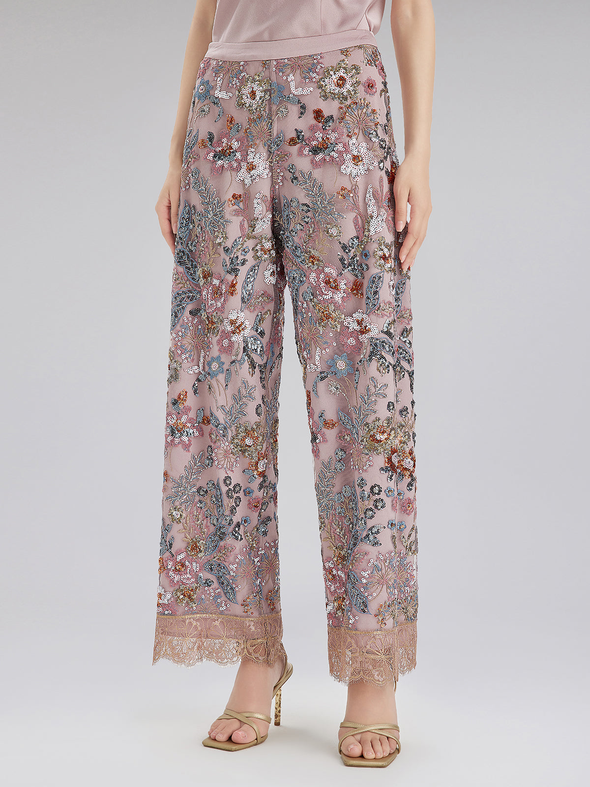 Multicolor Sequin Embroidered Trousers