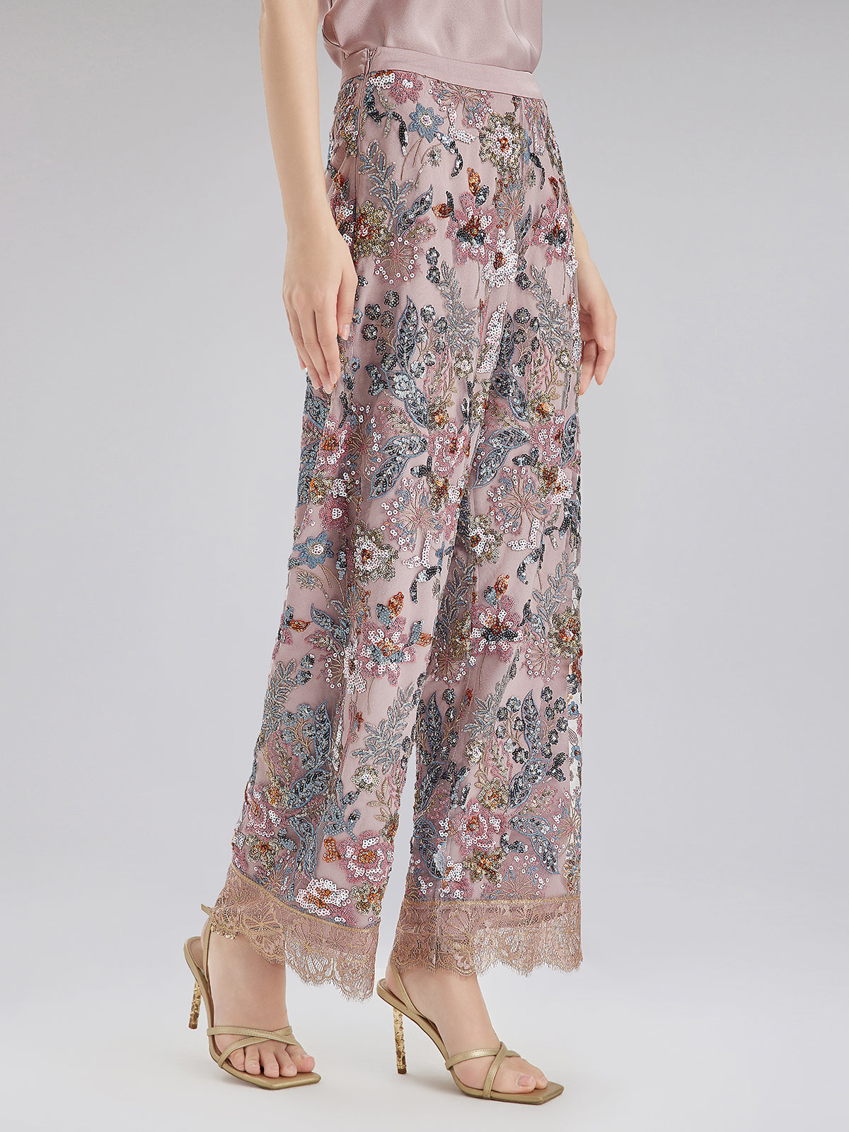 Multicolor Sequin Embroidered Trousers