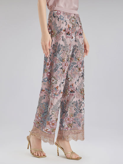 Multicolor Sequin Embroidered Trousers